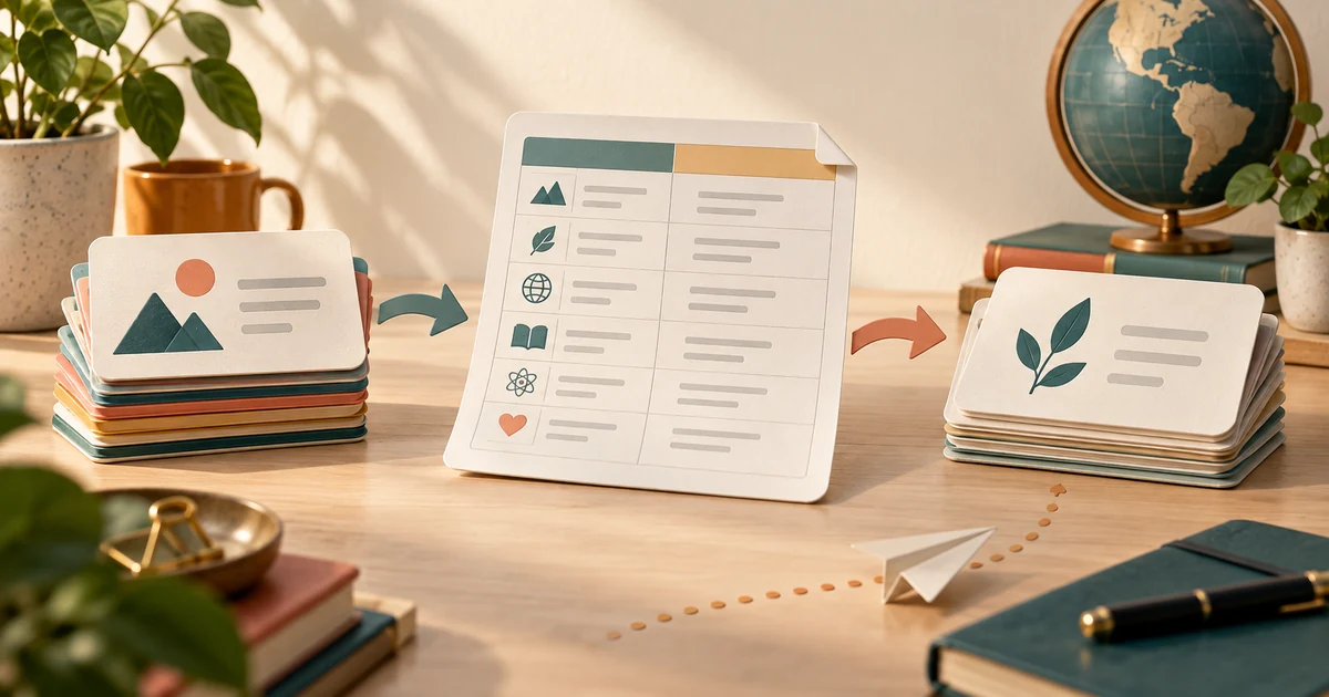 El texto de un set de estudio de Quizlet copiándose en un archivo CSV sencillo con los campos de anverso y reverso